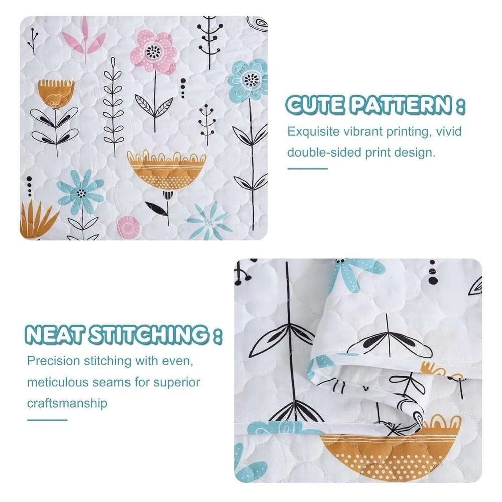 Girls Pink Floral Quilt Set Full Size‎ Kids Bedding Set